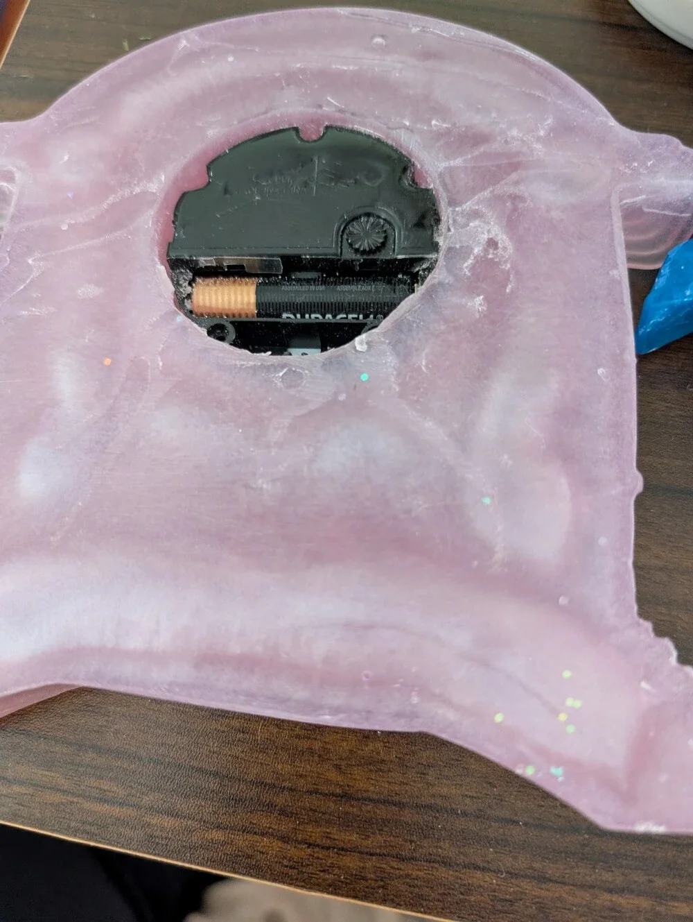 Blue & Pink Floral  Accent Mantel Clock - Handcrafted